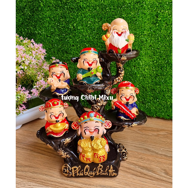 Bộ Ngũ Phúc 6cm kèm tượng Thần Tài